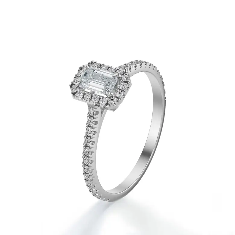 Pierścionek diament szlif szmaragdowy białe złoto SBPZ_059